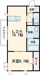 グレースレジデンスA棟 1LDKの間取図画像