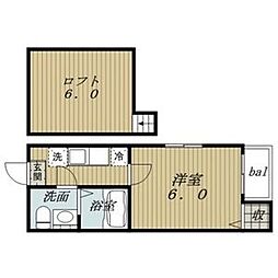 マインハイム枇杷島 1階1Kの間取り