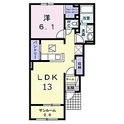 ルピナス2 1LDKの間取図画像