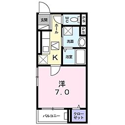 プロムナードメゾンエヌアン 1Kの間取図画像