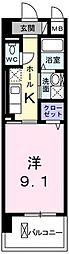 プラシード栄 1Kの間取図画像
