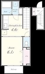 セピアコートIIＢ 2階1DKの間取り