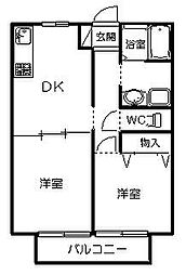 サンダーハイツA 1LDKの間取図画像