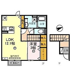 アスコット 2階1LDKの間取り