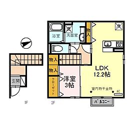 アスコット 2階1LDKの間取り