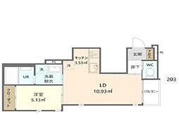 シャルマン今宿 1LDKの間取図画像