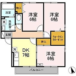 エトワールパレスE棟 3DKの間取図画像