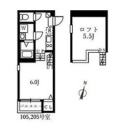 ハーモニーテラス切戸町 1Kの間取図画像