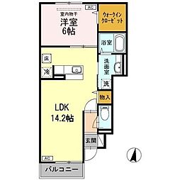 ルーチェ・アモン　A棟 1階1LDKの間取り