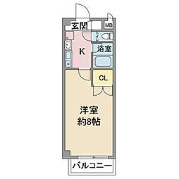 レージュ松原 1階1Kの間取り