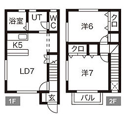 プロヴァンス南矢幅 1階2LDKの間取り