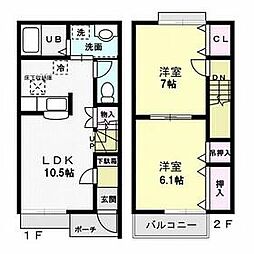 メゾングラシアA 2LDKの間取図画像