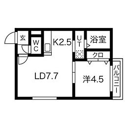 モンテヴェルディL.A 1LDKの間取図画像