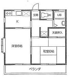 羽折公園ハウス 2Kの間取図画像