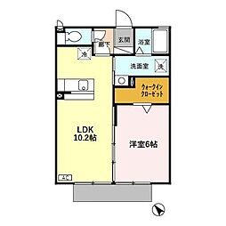 ハピネス3 1LDKの間取図画像