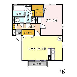 ウィルモア　Ｃ 202 2階1LDKの間取り