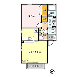 アティールソフィアB 1LDKの間取図画像