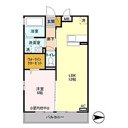 レクレドール 3階1LDKの間取り