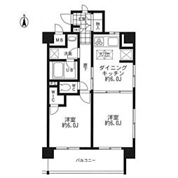 リガレーヴ 2階2DKの間取り