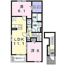 アヴァンス 2階2LDKの間取り
