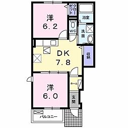 エンジェルスマイリー 2DKの間取図画像