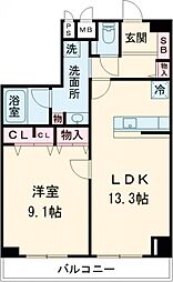 ロイヤルヒル神戸三ノ宮 13階1LDKの間取り