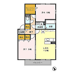 リビングタウンルピナ新宮B 2LDKの間取図画像