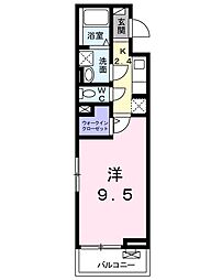 リーヌ並木1 1Kの間取図画像