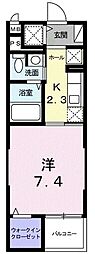 クレセール 1Kの間取図画像