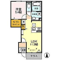 エステート中島　南館 1階1LDKの間取り