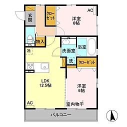 リッフェル高崎 2LDKの間取図画像