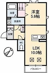 SolPerla医大西 1LDKの間取図画像