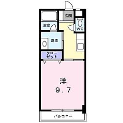 レーベンスクエア 3階1Kの間取り