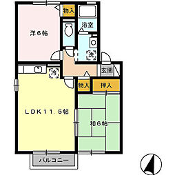 パークサイド・ヴィラB棟 2LDKの間取図画像