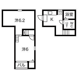 グランコンフォール米野4 1Kの間取図画像