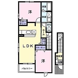 ラフィネＡ 2階2LDKの間取り