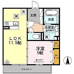 アンソレイエ 1LDKの間取図画像