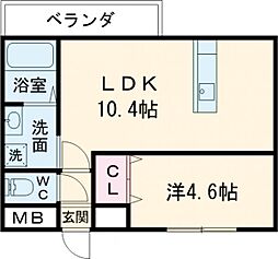 京阪本線 御殿山駅 徒歩6分の賃貸アパート 1階1LDKの間取り