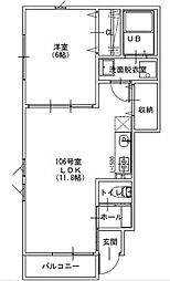 CITY福田町 1階1LDKの間取り