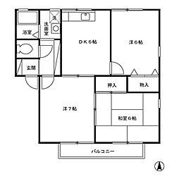 東武伊勢崎線 太田駅 3.9kmの賃貸アパート 1階3DKの間取り