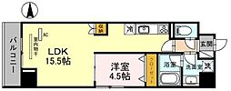 リヒトサール 3階1LDKの間取り