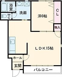 キャプリコーンエス　Ａ棟 1階1LDKの間取り
