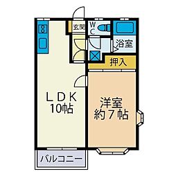メゾンリビエール 1LDKの間取図画像