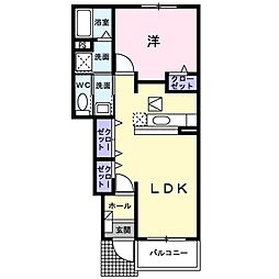 ラフィネＢ 1階1LDKの間取り