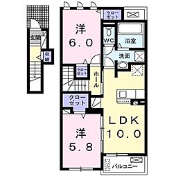 アスティオン渡町 2LDKの間取図画像