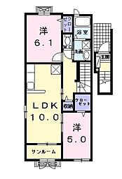 シュガームーン 2LDKの間取図画像