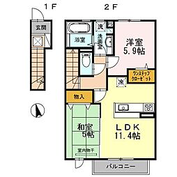 アミティーハウス2 2LDKの間取図画像