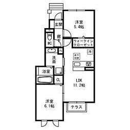 Laule’a守山 1階2LDKの間取り