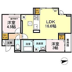 ガーデンコート武町 2LDKの間取図画像