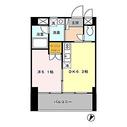 プラスパー築町 1DKの間取図画像